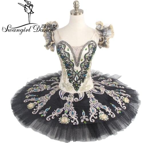 Women gold black professional ballet tutus ballet stage classical ballet tutu for girls pancake tutuBT9094