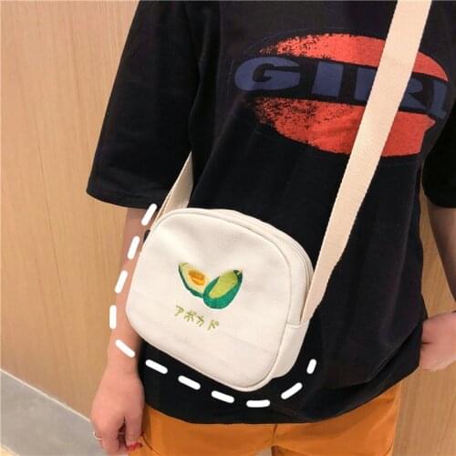 Women bag Original Fruit Embroidered Canvas Cross Bag Wild Korean Cute Girl Student Shoulder Bag Ladies cross body bags