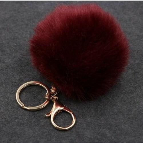 1pc Artificial Rabbit Fur Ball Plush Fuzzy Fur Key Chain Plush Car Bag Keychain Key Ring Fashion Pendant Jewelry Christmas Gifts