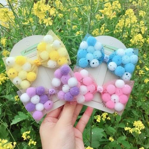 10pcs/lot Colorful Pom Ball Hair Bows Sparkly Glitter Mesh Hairpin Girls Alligator Clips Kids Barrettes Fashion Hair Accessories