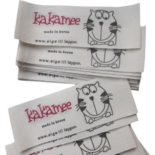 Free shipping customize clothing cotton printed label/kids garment main label/washable collar label brand print 1000 pcs a lot
