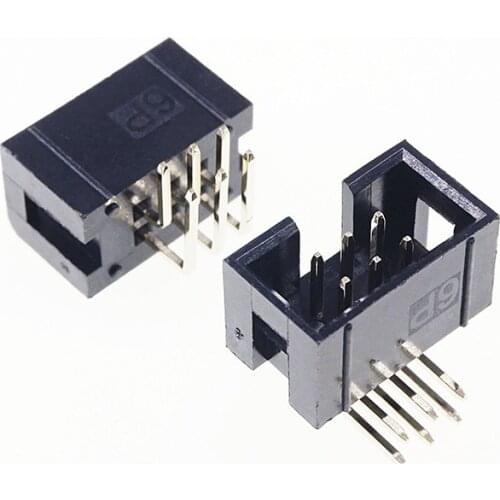 1000 Pcs Shrouded Box header IDC Socket 2.54mm 2x3 Pin 6 P Right Angle Male square pin 0.64mm 2 rows space 2.54 Through hole DIP