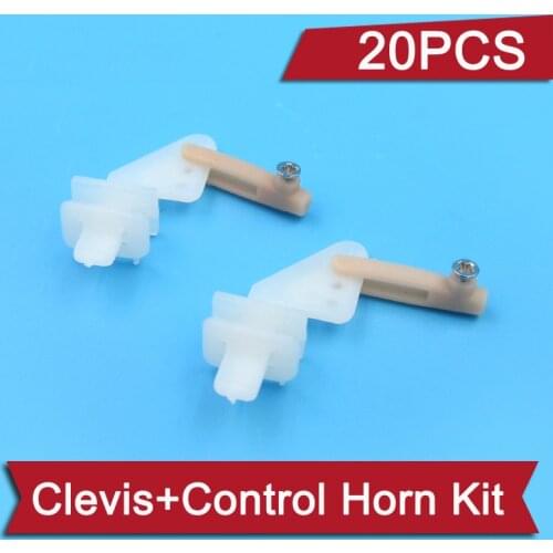 20PCS 1mm Nylon Clevis&Coupler + Control Horn Kit Quick Adjuster Push Rod Clip DIY Spare Parts for RC Aircraft Fixed Wing Model