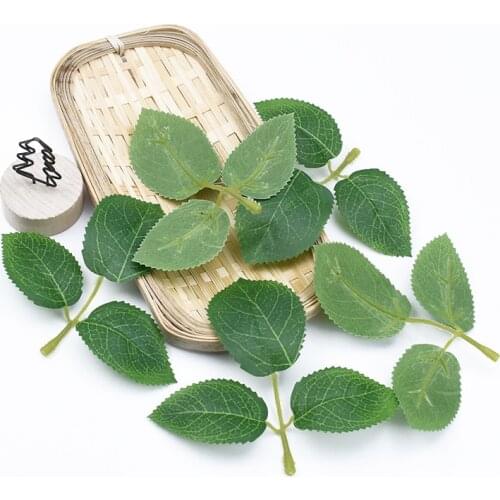 20 Pieces Green roses Leaves fake leaf artificial plants decorative flowers wreaths diy gifts bridal brooch wedding home decor