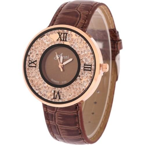 2018 women leisure fashion luxury Deluxe drift sand Dial Leather Strap Watch quartz watch