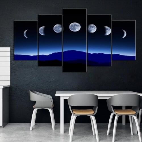 5 Piece Decorative Painting Poster New Fashion Office Home Mural Lunar phase change Art Scenery Painting Fanxin Wholesale