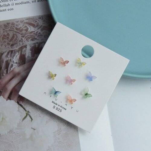 8Pcs Acrylic 3D Butterfly Stud Earring Simple Colorful Fairy Butterflies Earring