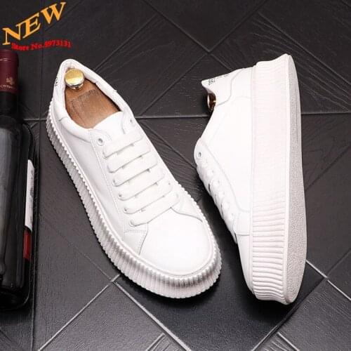 White Leather Men Casual Shoes Sneakers Hip Hop Trainers Man flat Shoes Zapatillas Hombre