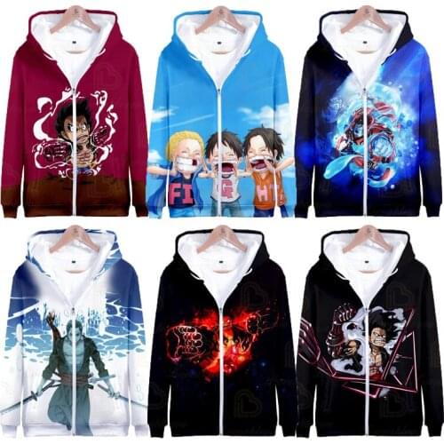 One Piece Anime 3D Zipper Hoodie Hoodies Men Women Hoodie Personality Monkey D. Luffy Sweatshirt for Friends Birthday Gifts