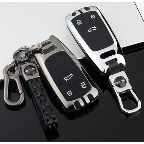 Galvanized Alloy Car Key Cover Case for Audi Q5 Q7 A4 B9 TT TTS 8S 2016 2017 2018 2019 Car Keyless Remote Shell Protect Covers