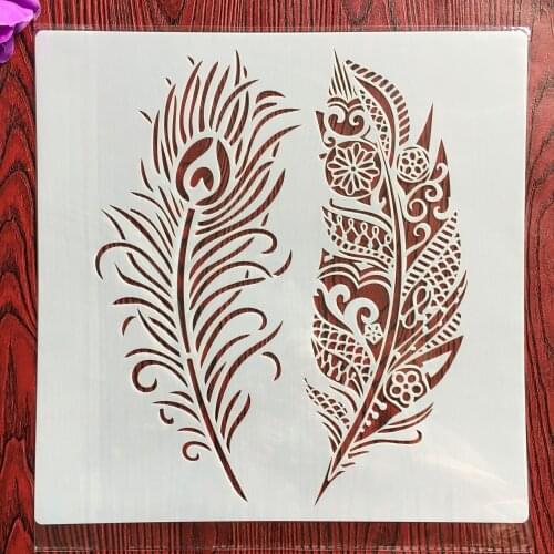 CraftArtGo DIY Feather Stencils Painting Scrapbook Coloring Cake decorating sugar powder sieve printing mold printing table