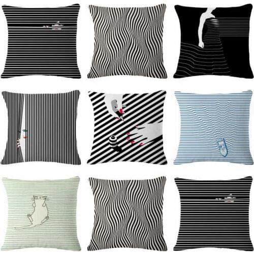 Decor Sofa Zebra-stripe Cushion Home 18" Throw Pillow Linen Cover Cotton Case