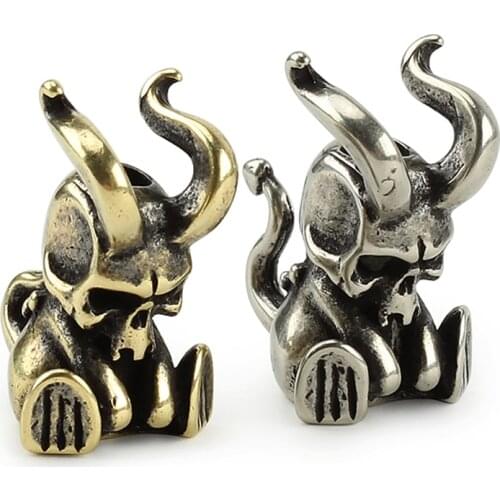 DIY Vintage Copper Paracord Beads Accessory Knife Beads Brass Horn Devil Beads Umbrella Rope Cord Pendant