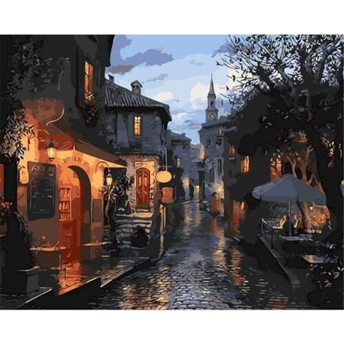 City Landscape DIY 11CT Embroidery Cross Stitch Kits Craft Needlework Set Printed Canvas Cotton Thread Home Wholesale