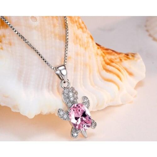 Exquisite Cute Cartoon Tortoise Animal Pendant Necklace for Women Girls Simple Zircon Clavicle Chain Birthday Anniversary Gift