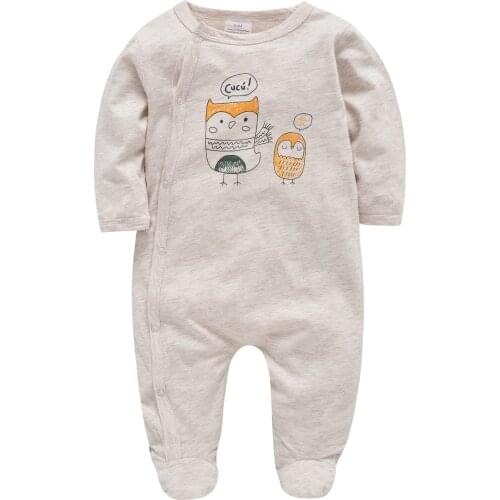 Kavkas Clothes For Children Winter 100%Cotton Owl Printing Long Sleeve Jumpsuit Rompers Playsuits песочники для мальчиков