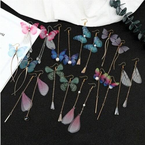 Colorful Butterfly Earrings Accessories Handmade Butterfly Wing Charm Pendants Connectors DIY Jewelry Making Kit Supplies