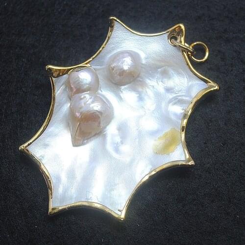 1pc Oyster shell pendants with freshwater pearl pendants loose beads accessories size 50x60mm diy jewlery pendants new arrivals