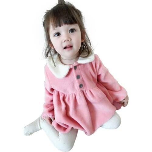 Baby Girl Cute Plush Cotton Velvet Bodysuits Newborn Autumn Winter Long Sleeve Body Suit Toddler Doll collar Jumpsuits