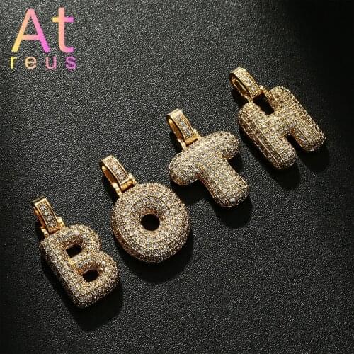 Mens Or Womens Hip Hop Jewley Gold Color Copper White Cubic Zirconia Single Letters Pendant Customized Name