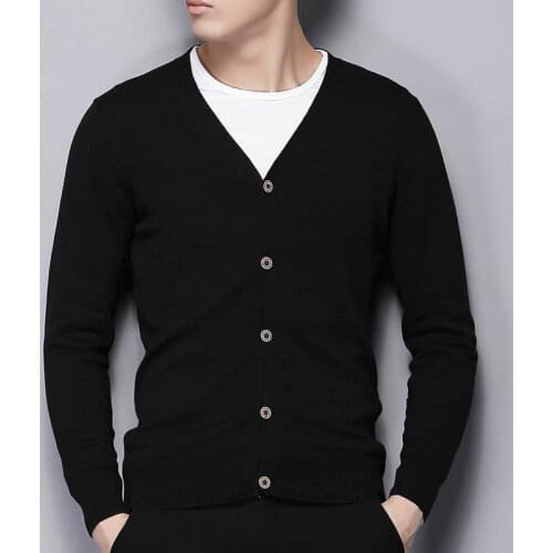Mens Cardigan Sweaters Cotton Knitted Solid Color Knitwear Long Sleeve V-Neck Loose Button Knitting Male Casual Clothing New