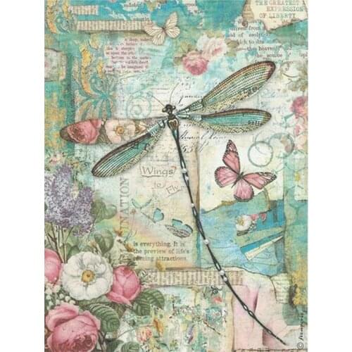 Diy Full Square Drill Diamond Painting "Flower Dragonfly"Cross Stitch Mosaics Picture Cover Embroidery Embroidery FC558