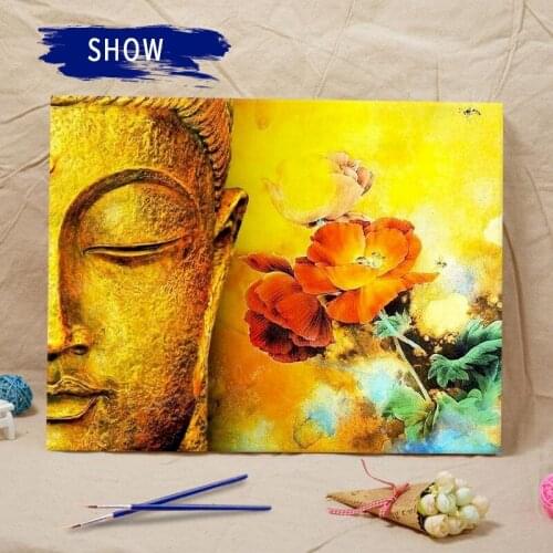 Buddha DIY Oil Paint By Numbers Art For Adults Kit HandPainted Portrait Painting Home Decor Acrylic Painting Religious Faith Set