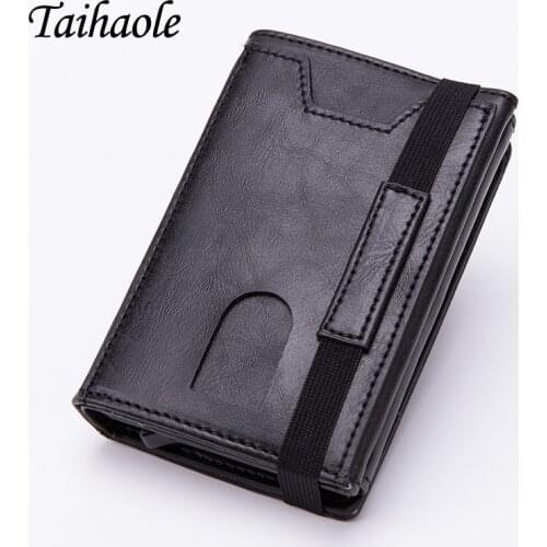 Taihaole 2020 New Top Quality Men Smart Wallet Fashion Money Bag Metal Aluminum Auto Pop-up RFID Travel Wallet Coin Purse