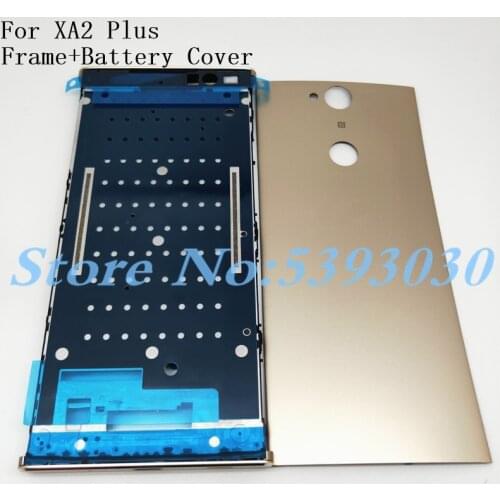 New Original Full Housing Middle Front Frame Bezel Housing For Sony Xperia XA2P XA2 Plus With Battery Back Cover+Logo