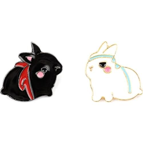 Founder Of Diabolism Mo Dao Zu Shi Brooch Cartoon Rabbit Couple Brooches Denim Leather Backpack Badge Jewelry