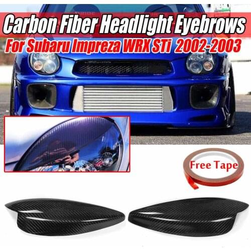 A Pair Real Carbon Fiber Car Front Headlight Headlamp Eyebrow Eyelid Eye Lid Cover Trim For Subaru Impreza WRX STi 2002 2003