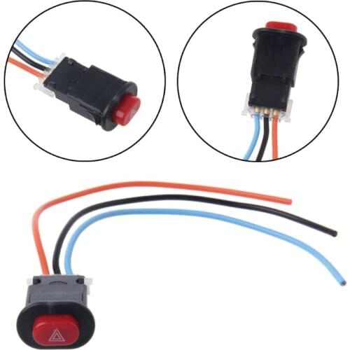 Motorcycle Hazard Light Switch Double Warning Flasher Emergency Signal w/3 Wires Lock