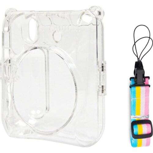 Crystal Camera Case Clear Protective Case With Adjustable Rainbow Shoulder Strap For Instax Mini 90 Cameras Accessories HOT SALE