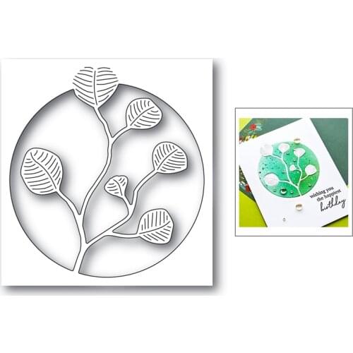 Green Plant Leaf Pattern Circle Frame Metal Cutting Dies New 2021 for Scrapbooking DIY Paper Greeting Card Craft Template