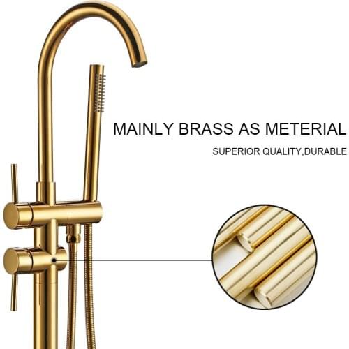 Vidric Modern Luxurious Tub Filler Floor Mounted Bathtub Faucets with Hand Shower Standing Bath Faucet Single Handle Mixer Tap