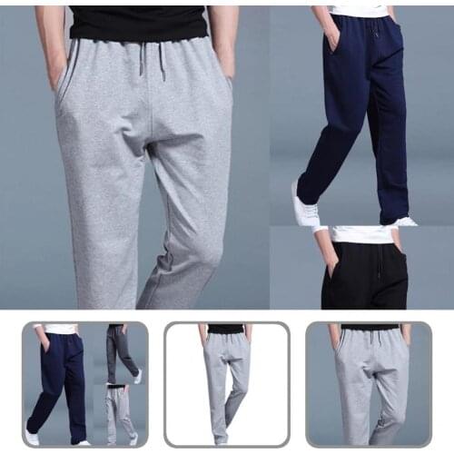 Comfy Stylish Loose Drawstring Sports Trousers Leisure Pants Solid Color for Outdoor