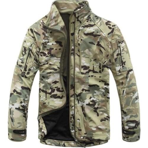 Outdoor Softshell Jacket Men Commander Windbreaker Waterproof Camouflage Fleece Warm Coats Tactical Army Hiking Hunting Cothes