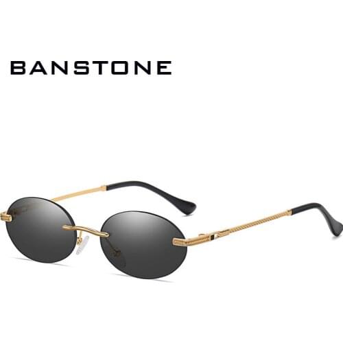 Retro Punk Oval Sunglasses Women Fashion Rimless Clear Ocean Gradient Lens Eyewear Men Shades UV400 Colorful Sun Glasses