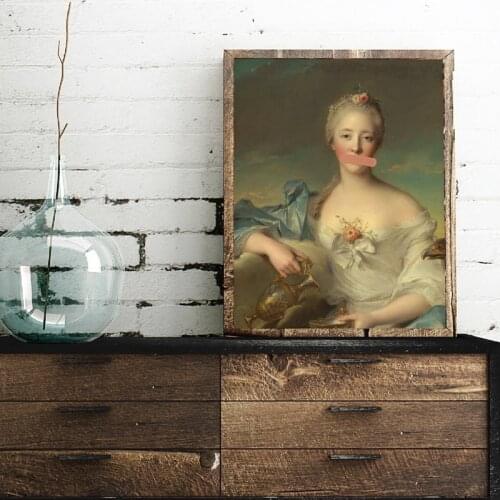 Antique Art Court Women Vintage Poster Female Portrait Canvas Print Wall Art Painting for Living Room Home Decor Frameless