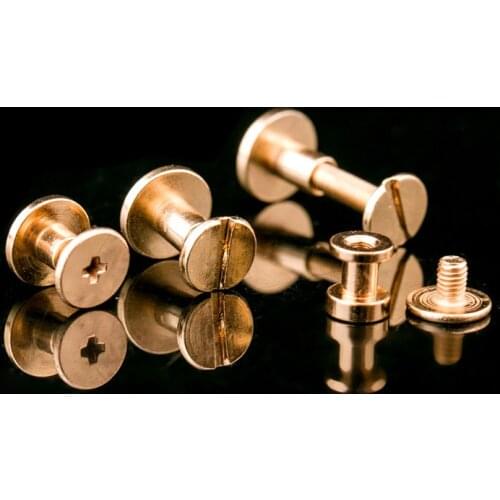 20Sets 5/6.5/8mm Pure Copper Knob Screw Rivets DIY Crafts Leather Bag Account Book Double-end Spikes Hardware Decor Nail Buckles