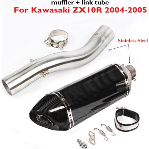 Slip on Motorcycle Exhaust Tip Muffler Escape Baffles Connection Link Pipe Middle Mid Tube for Kawasaki Ninja ZX10R 2004 2005