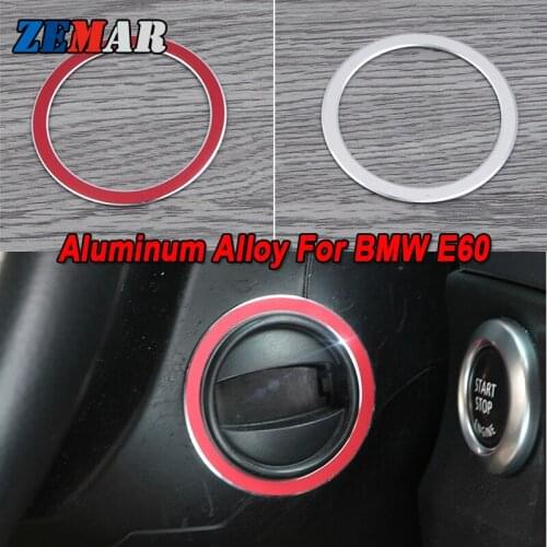 ZEMAR 1pcs Aluminum Alloy Sticker for Bmw 5 Series E60 2004-2010 Car Keyhole Ring Decoration Cover M Stripe Trim M Accessories