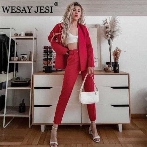 WESAY JESI Za Fashion Office Women Suits & Long Pants Suits New Simple Slim Chic Women Suits Casual Chic Street Youth Suit Women