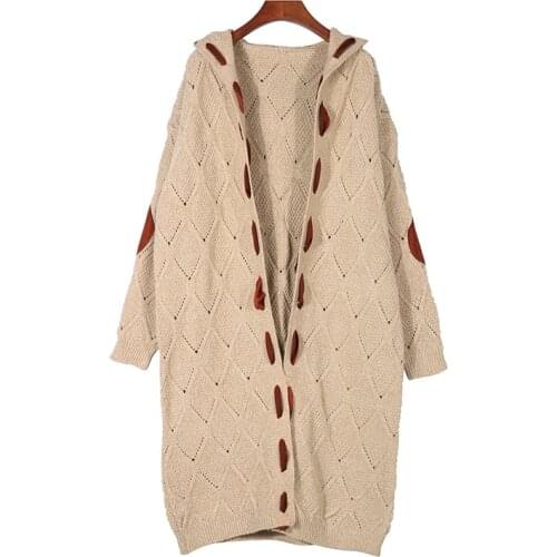 2021 New Autumn Winte Hooded Knitted Cardigan Women Long Sleeve Loose Sweater Coat Female Fashion Knitwear Oversized Jackets