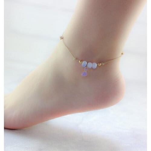 12 Pieces/Lot Ceramic Beads Bells Pendant Charm Anklet Women/Female Foot Chains Handmade Rope Link Anklets Fashion Jewelry Gifts