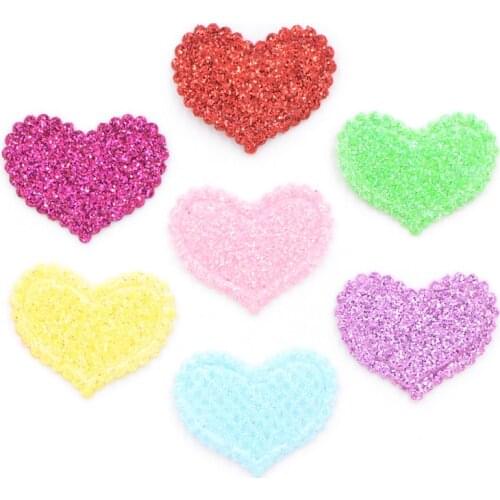 120Pcs/Lot Mix Colors Glitter Heart Appliques Felt Fabric Patches for Craft/Clothes/Wedding DIY Scrapbooking K65