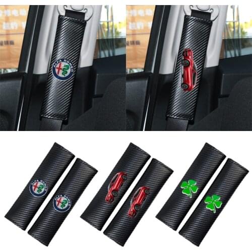 2pcs new style hot Car Seat Belt Cover Auto Carbon fiber Case For Alfa Romeo 159 147 156 Giulietta 147 159 Mito