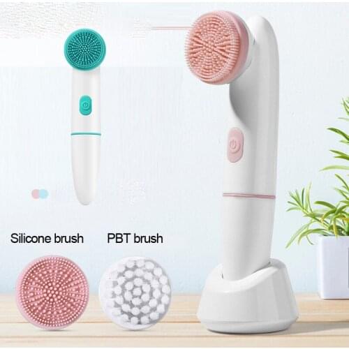 2 in 1 Electric Silicone Face Cleansing Brush Vibration Massage T Zone Deep Clean Remove Exfoliating Acne Skin Care Tools
