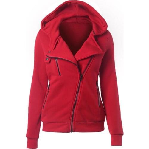 2020 Style Fashion Women Hoodie Coats Plus Velvet Sweater Womens Autumn Winter Hooded Long Sleeve Oblique Zipper Winter Coat