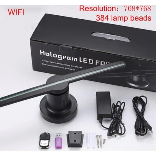 3D Hologram Advertising Fan light display LED wifi customized photos videos 3d Display Advertising logo Light 384lamp beads